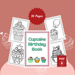 Birthday and Unicorn Cupcake Coloring Book
