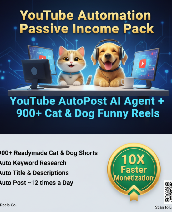 YouTube Earning Pack (AI Agent + Funny AI Cat and Dog Reels)