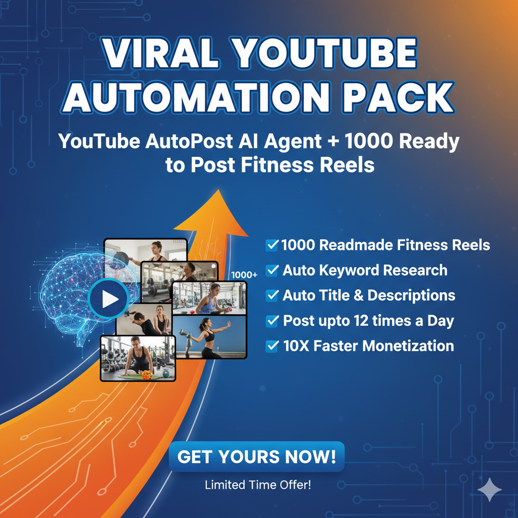 YouTube Earning Pack (AI Agent + AI Fitness Reels) 1 YouTube Fitness Reels Pack